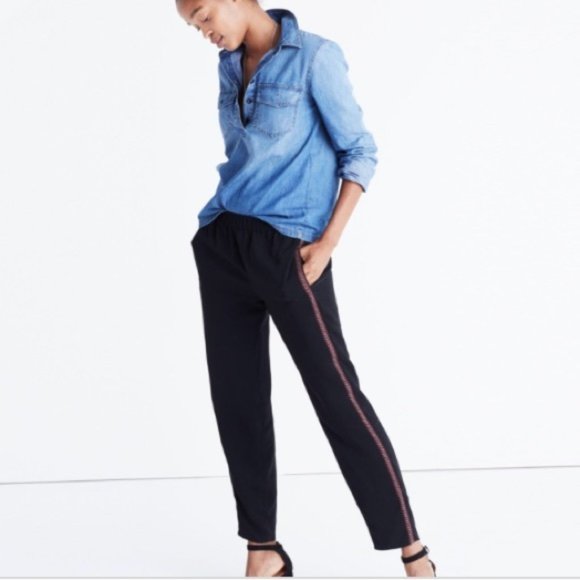 Madewell Pants - Madewell Embroidered Track Trousers Black